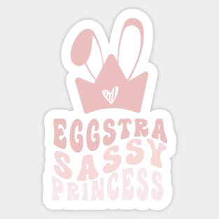 Cute Egg-stra Sassy Pink Grediant Bunny Ears Princess Crown Sticker